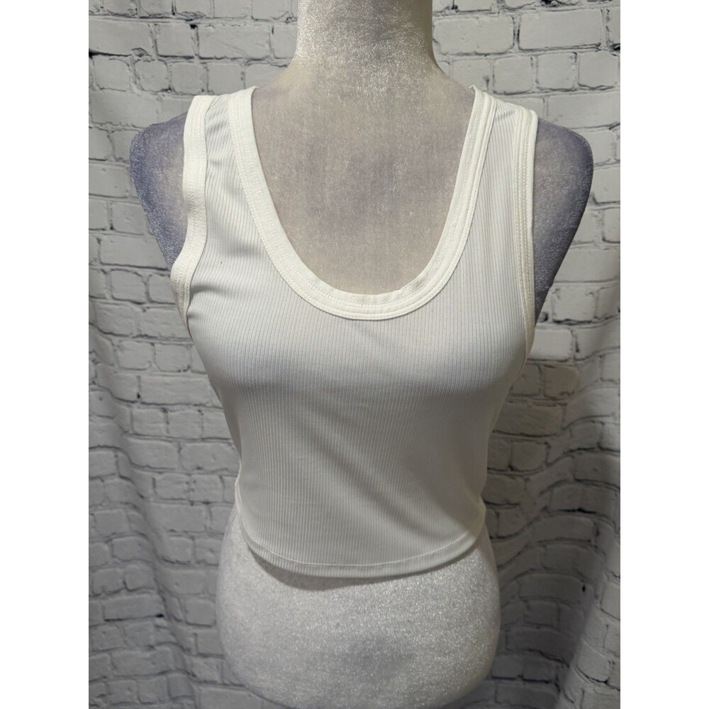 Zara Ribbed Crop Top White Sleeveless Size Large